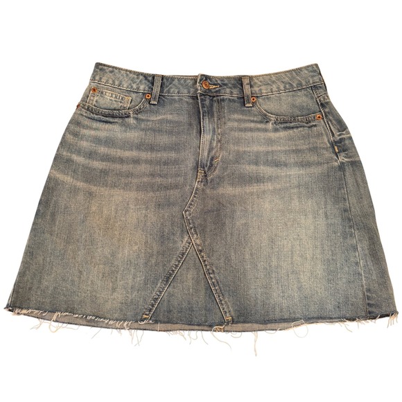 Gap Denim Mini Skirt Frayed Hem A-Line Light Wash Casual‎ Women's Size 10 - Picture 1 of 7